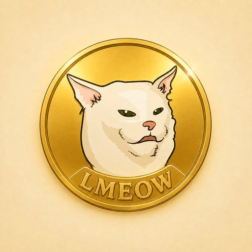LMEOW, White cat gold medallion